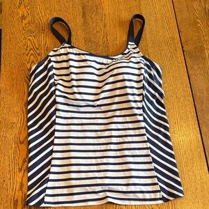 Lands' End Navy and White Striped Swim Camisole